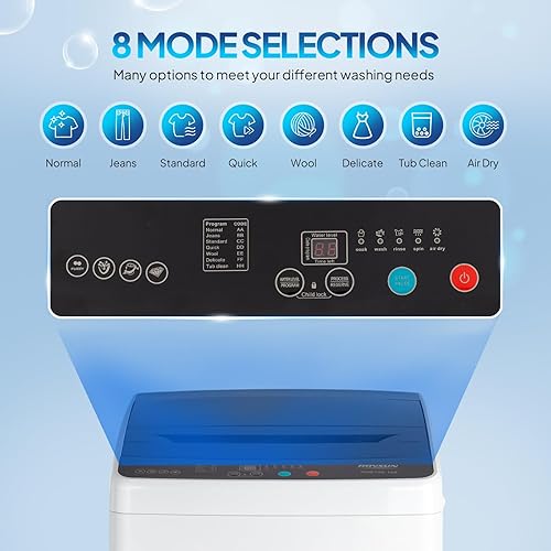 Miniatura 5 de ROVSUN Lavadora de 30 libras, lavadora portátil completamente automática con tambor de acero inoxidable, lavadora eléctrica, lavadora y secadora