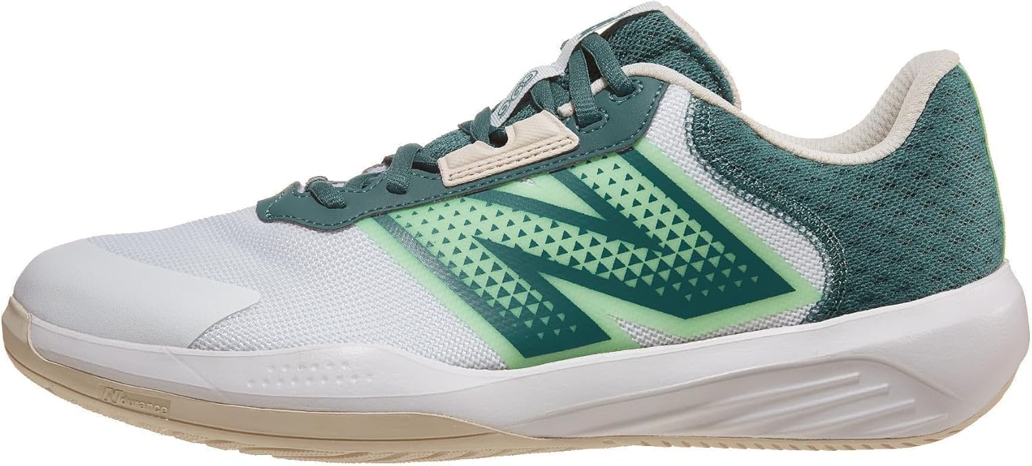 New Balance Men's 696 V6 Hard Court Tennis Shoe, White/Green, 11.5 Wide - Image 2
