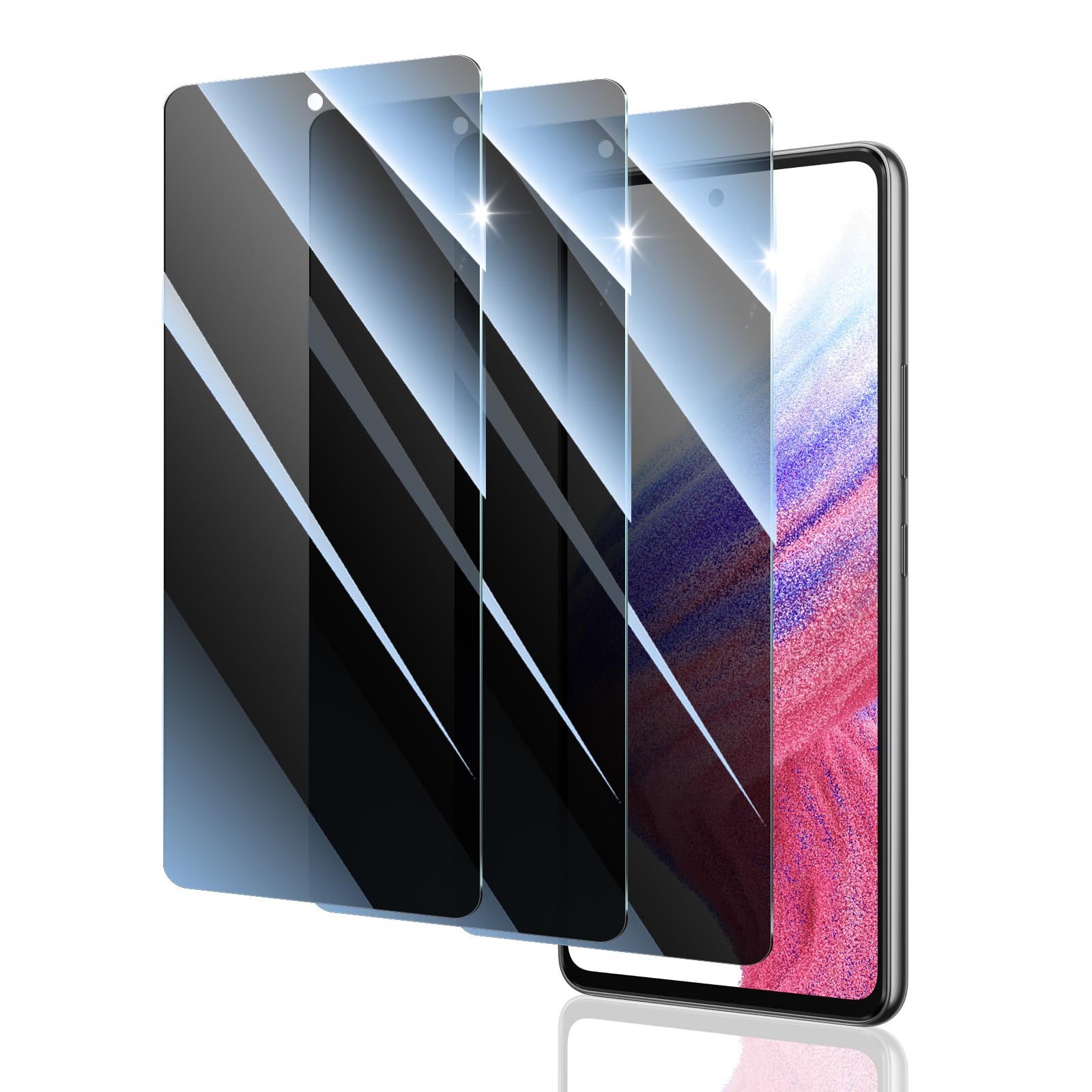 Fynorao Privacy Screen Protector for Samsung Galaxy A51/A52/A52S/A53, Double Shatterproof Anti-Spy Tempered Glass Film, Impact- Private Protection,