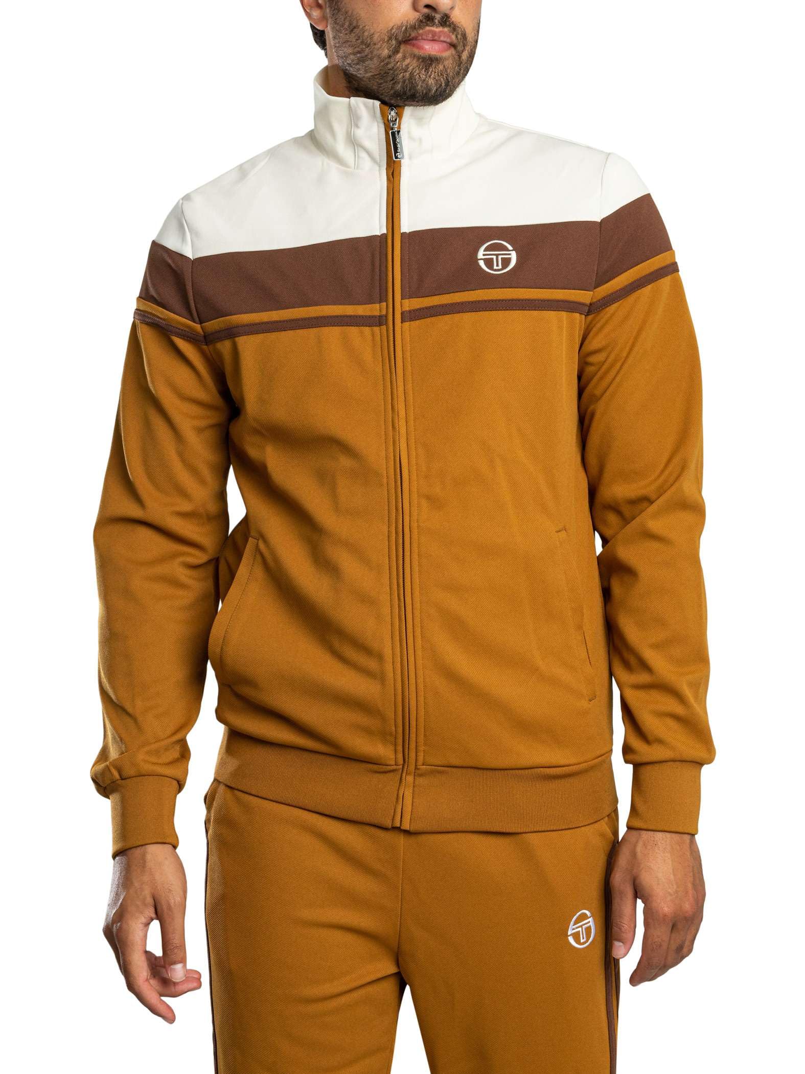 Sergio Tacchini Men's Damarindo Track Jacket, Gardenia/Potting Soil/Golden Brown