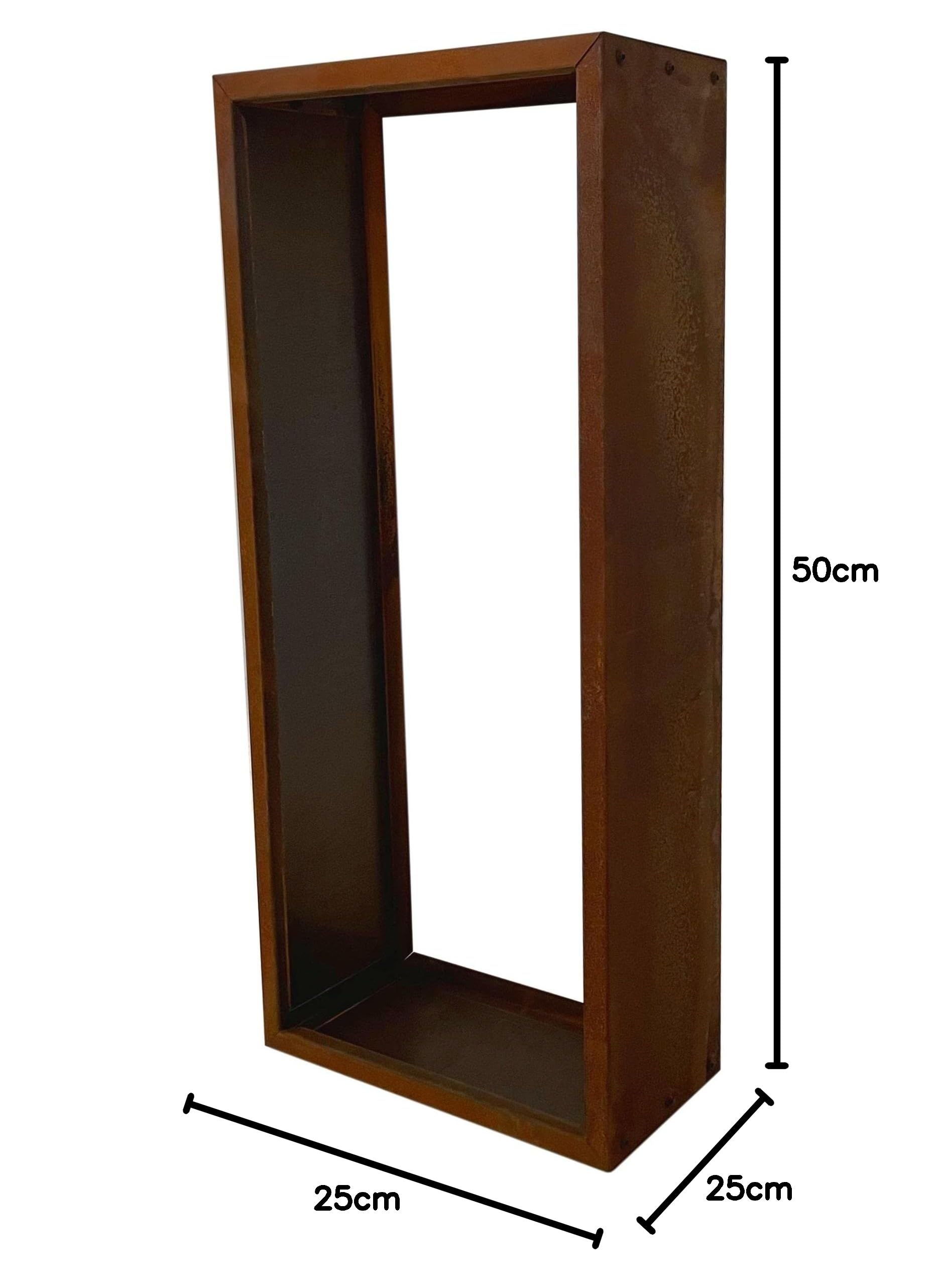 ESTEXO Kaminholzregal Brennholzregal Edelrost Feuerholzregal Rost Cortenstahl Holzregal Ablage Kaminholzständer Stapelregal (115x50x25 cm)