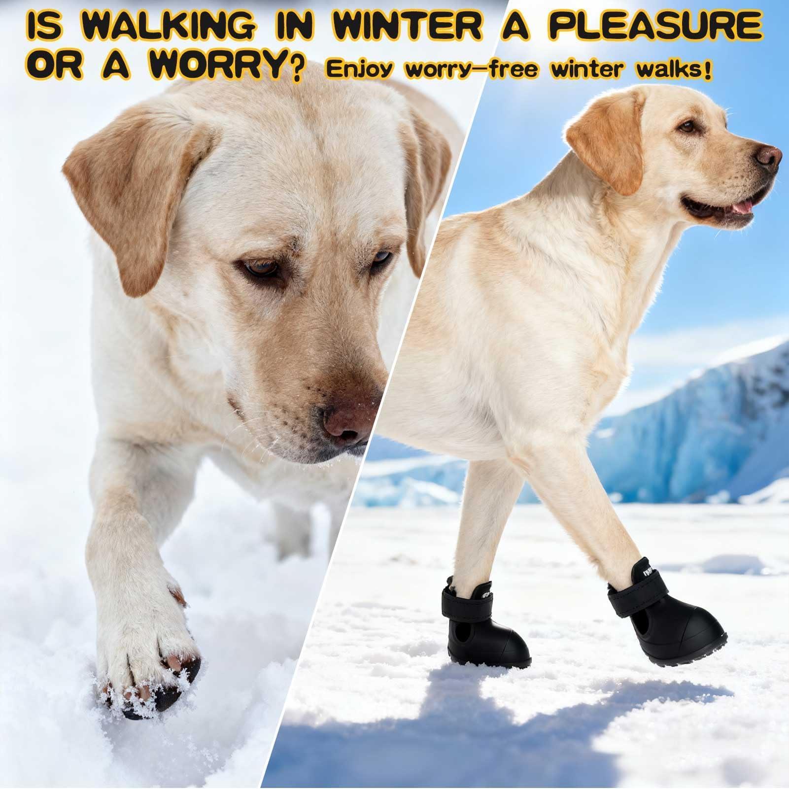 EXPAWLORER Chaussures pour chiens de petite, moyenne et grande taille, imperméables et antidérapantes pour l'hiver avec chaussettes, faciles à mettre et à enlever, bottes et protections de pattes pour
