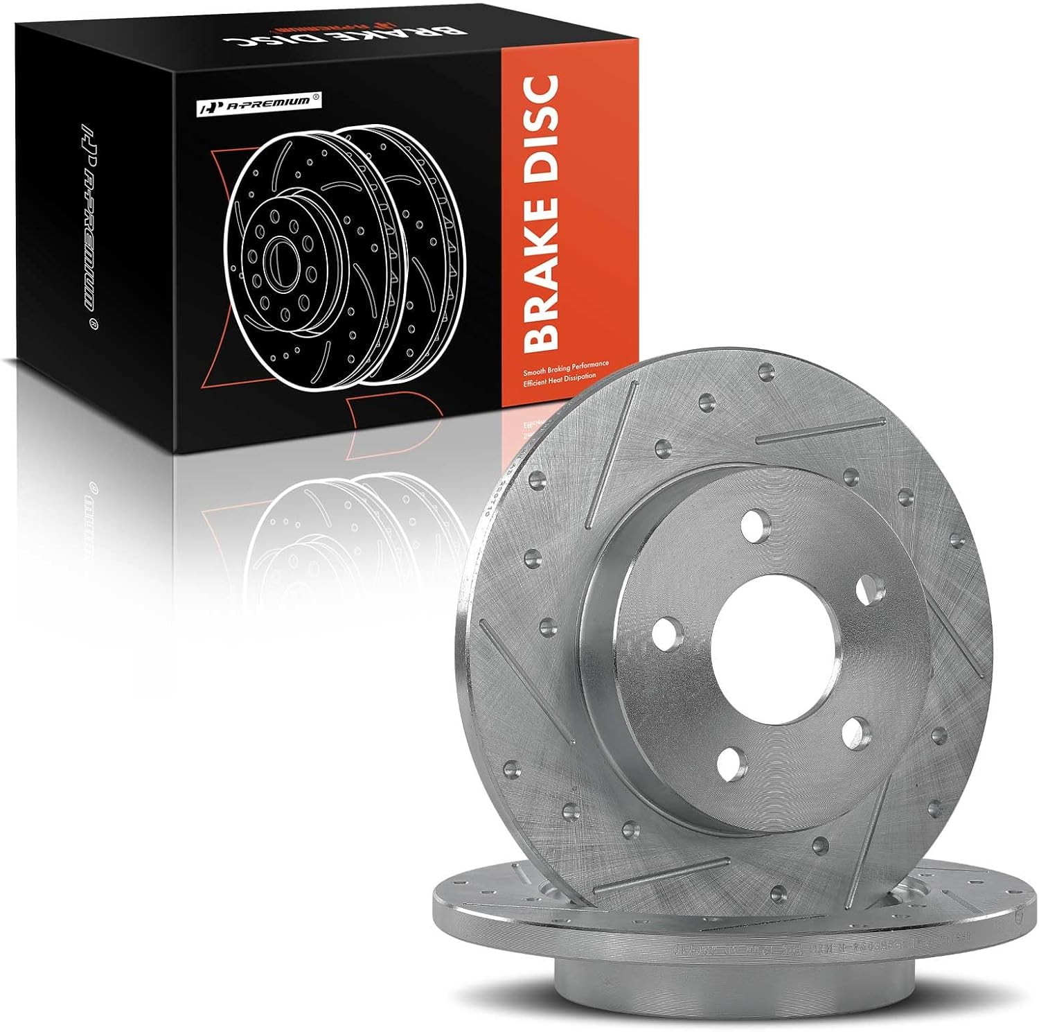 A-Premium 10.63 inch (270mm) Rear Drilled and Slotted Disc Brake Rotors Compatible with Select Chevy, Pontiac and Saturn Models - Malibu, Cobalt, HHR, G5, G6, Pursuit, Aura, Ion, 2-PC Set