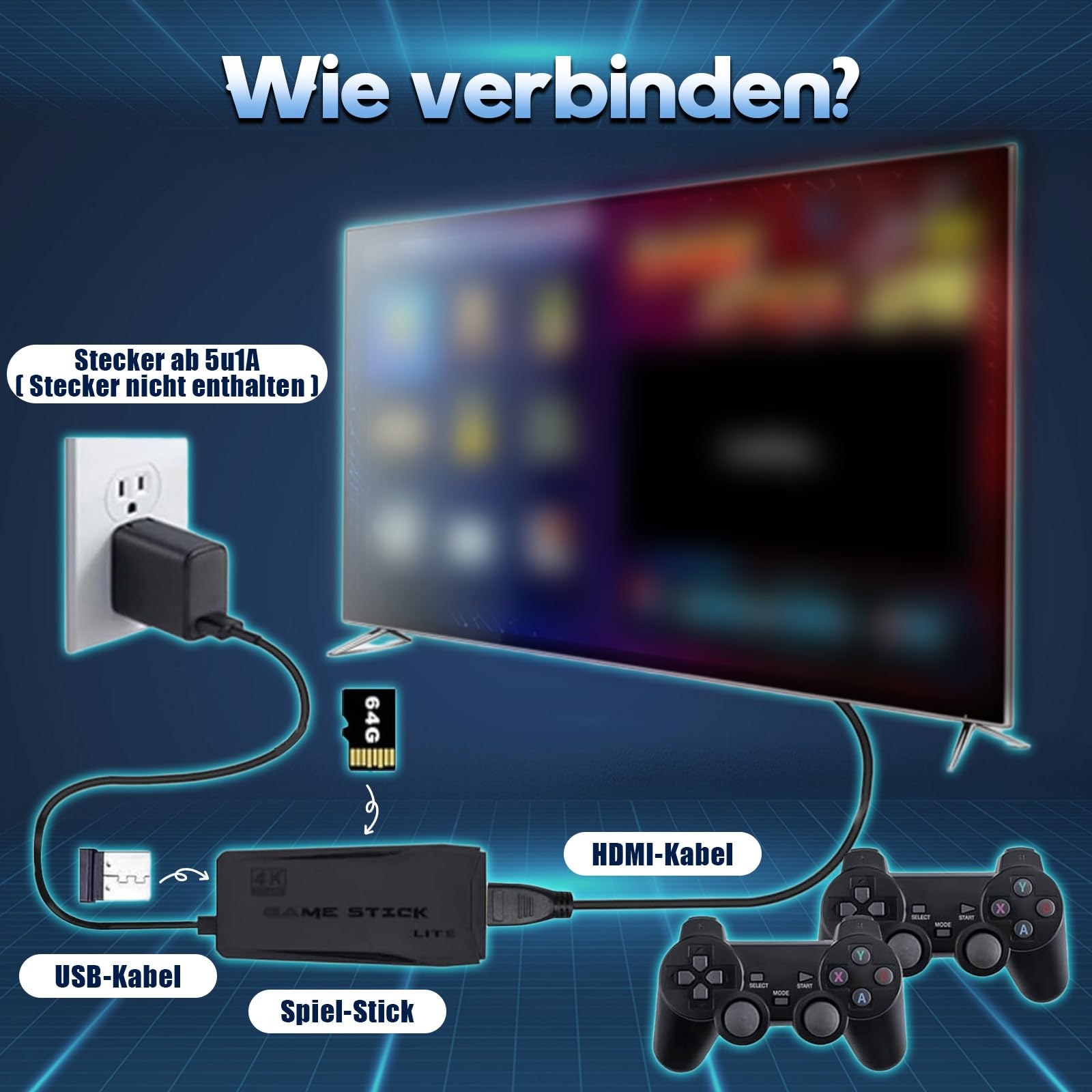 Retro Konsole Spielekonsole 40000 Spiele 4K USB Wireless 18 klassischen Emulatoren, Videospielkonsole Retro TV Spielkonsole HDMI-kompatible Videospiel-Sticks