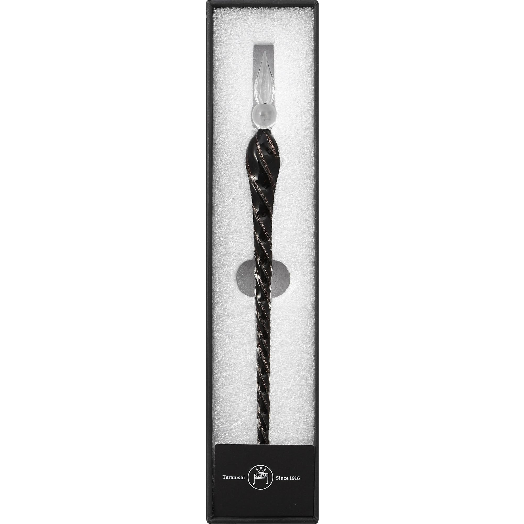 Teranishi Guitar Glass Dip Pen Twist Jet Black Handmade Hard Glass Japan 7in