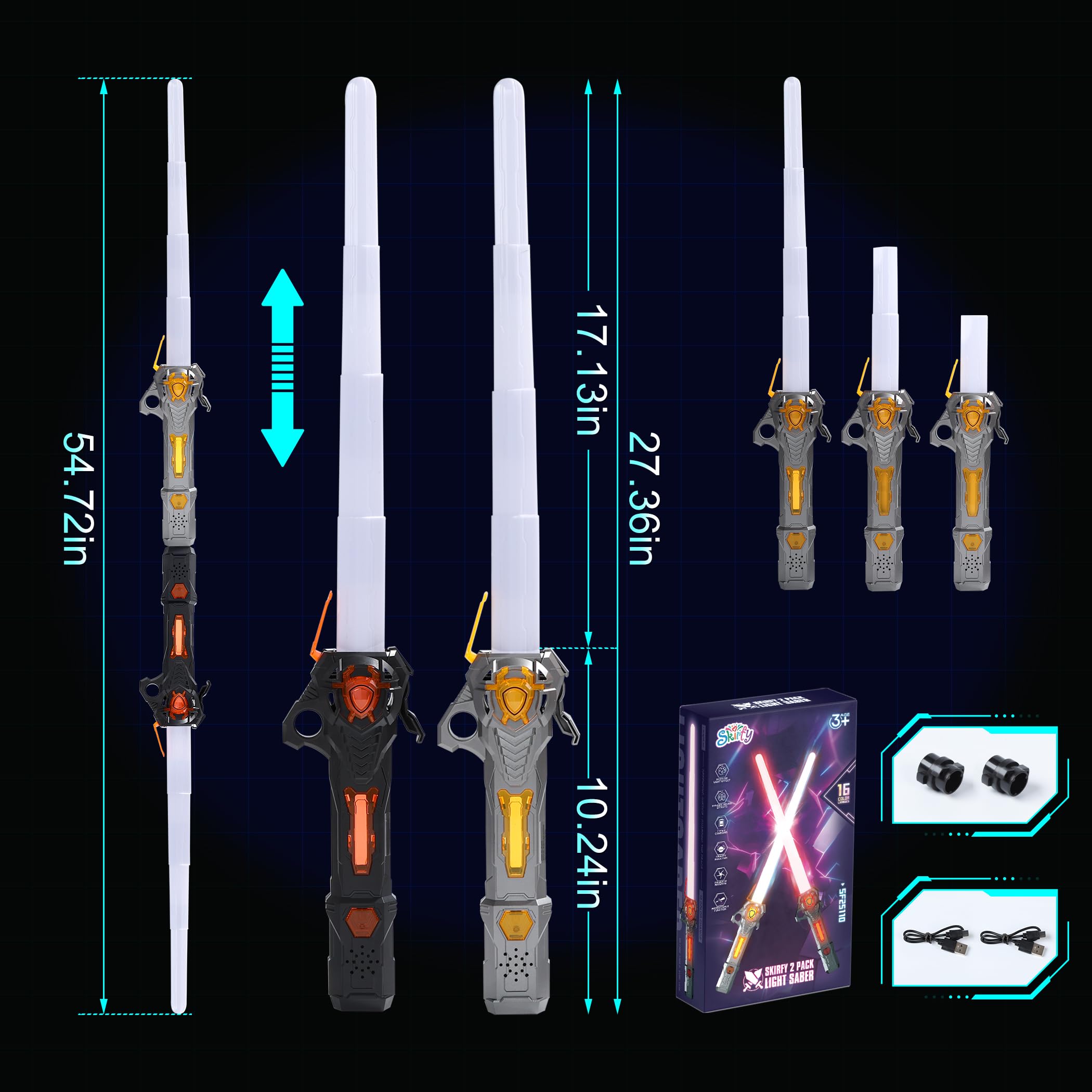 Buy Skirfy Lights Sabers,2 Pack Lightsabers Sword for Kids with FX