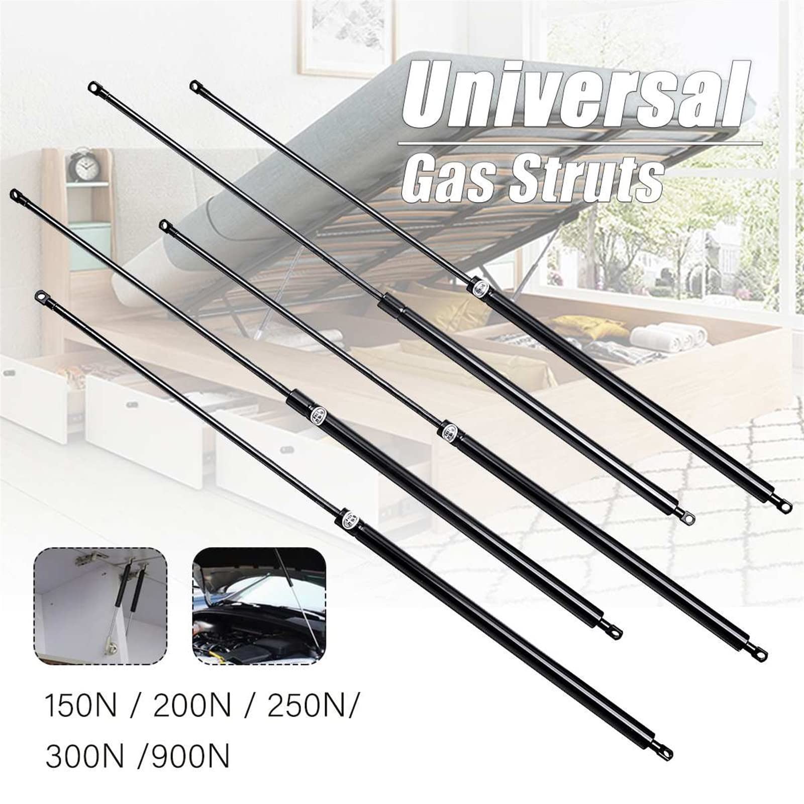 Varilla Hidráulica Elevación Soporte 150-900N 860mm 2 Uds Capó Puntales Gas Coche Barra Soporte Elevación Choque Resorte Gas Para Cama Autobús Camión Ventana Barco(900N)