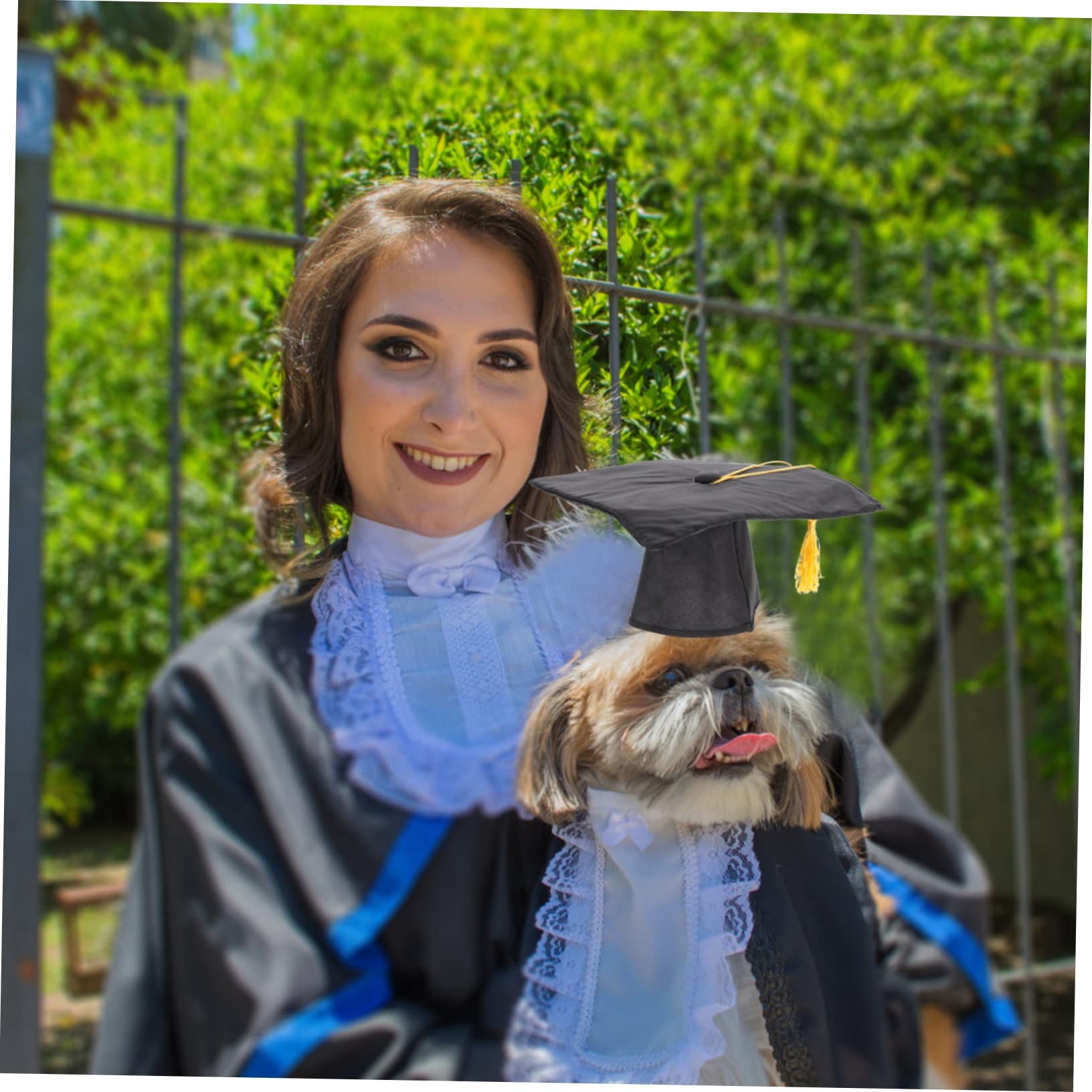 Yardwe Puppy Graduation Cap Custom Black Pet Hat with Tassels for Creative DIY Party Ideas Dog Headgear for Dogs for Pet Graduation Celebrations