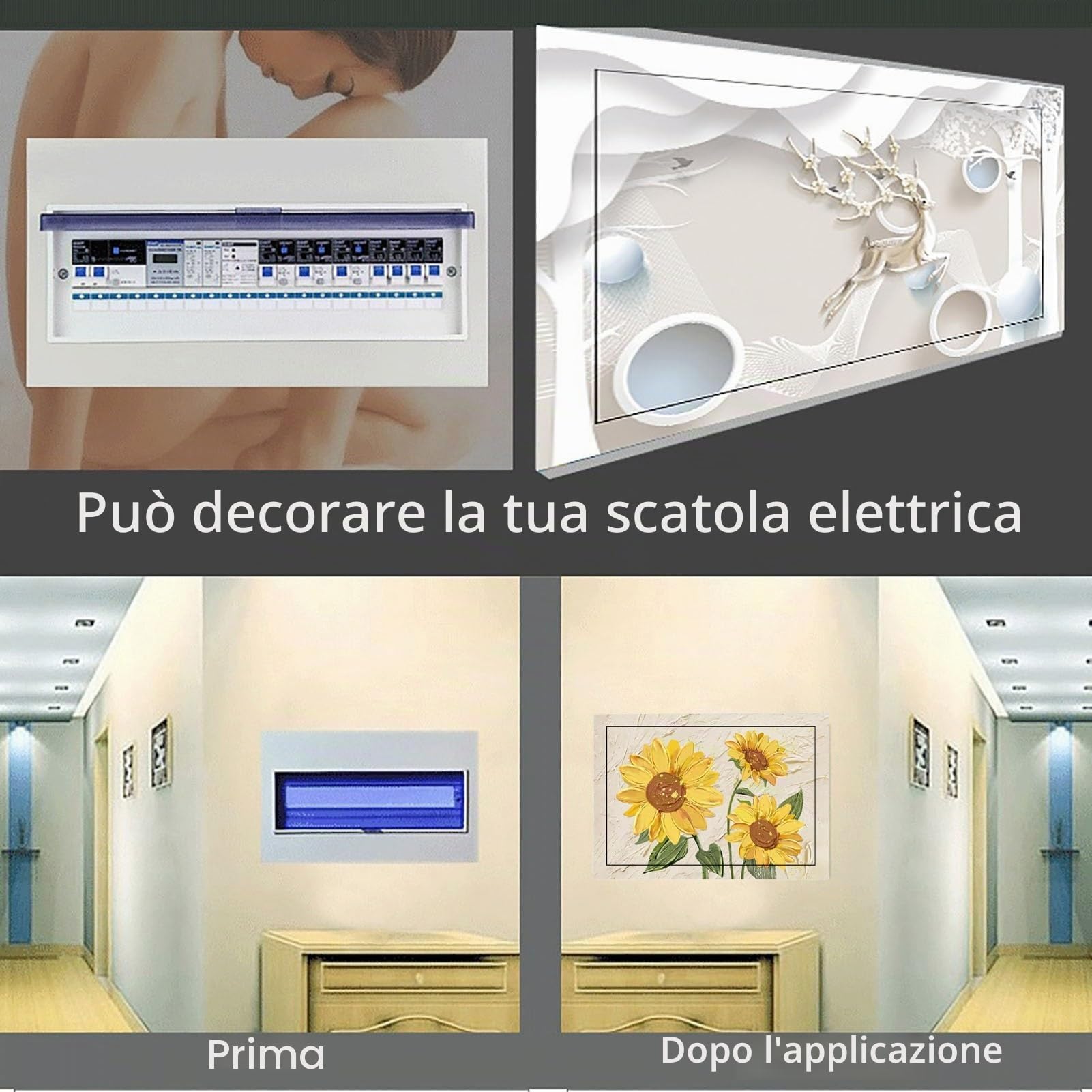 Stile Nordico Quadro Copri Quadro Elettrico Decorativo Adesivi Murali, Copri Contatore Elettrico Interno per Il Soffitto di Casa Copricontatore da Interno Arredo(30 * 20CM,G)