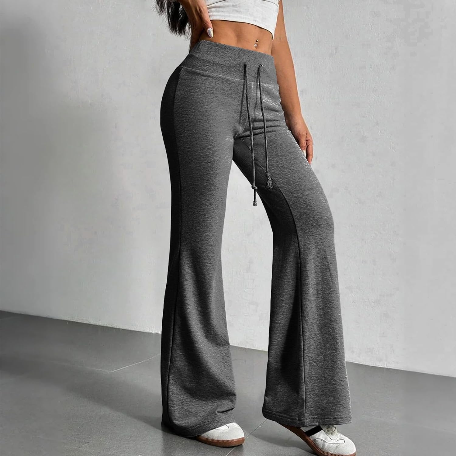 KIKX0DE Flared Yoga Pants for Women Drawstring High Waisted Casual Bootcut Leggings Comfy Lounge Sweatpants