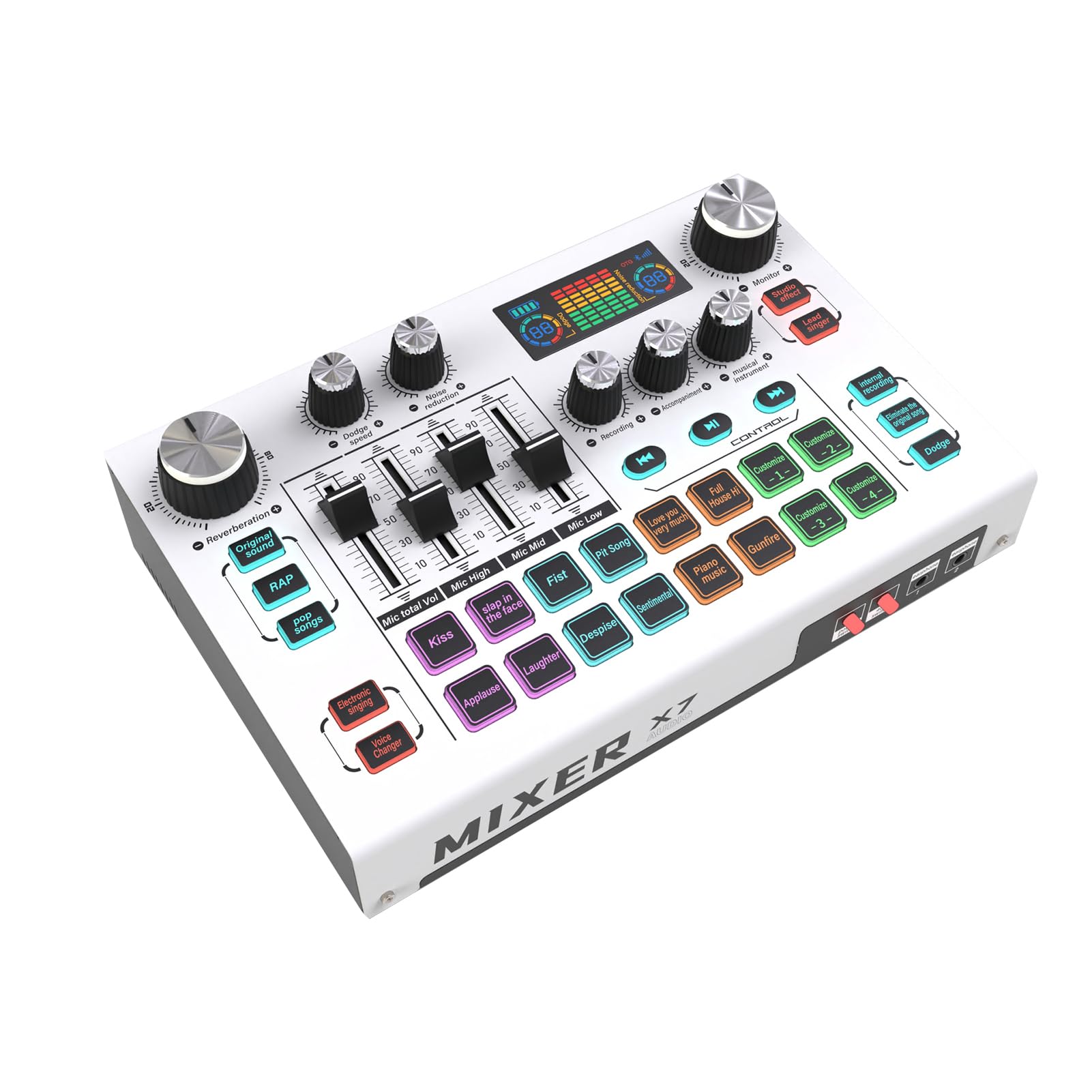 X7 Scheda Audio Live Esterna Scheda Mixer Audio 16 velocità per Streaming Live Karaoke Gaming 12 Effetti Speciali Microfono 48V