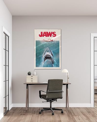 Miniatura 6 de Jaws, póster de película (estilo regular, retro, vintage, tamaño: 24 x 36 pulgadas) (póster laminado y tiras) Tiras laminadas para póster y