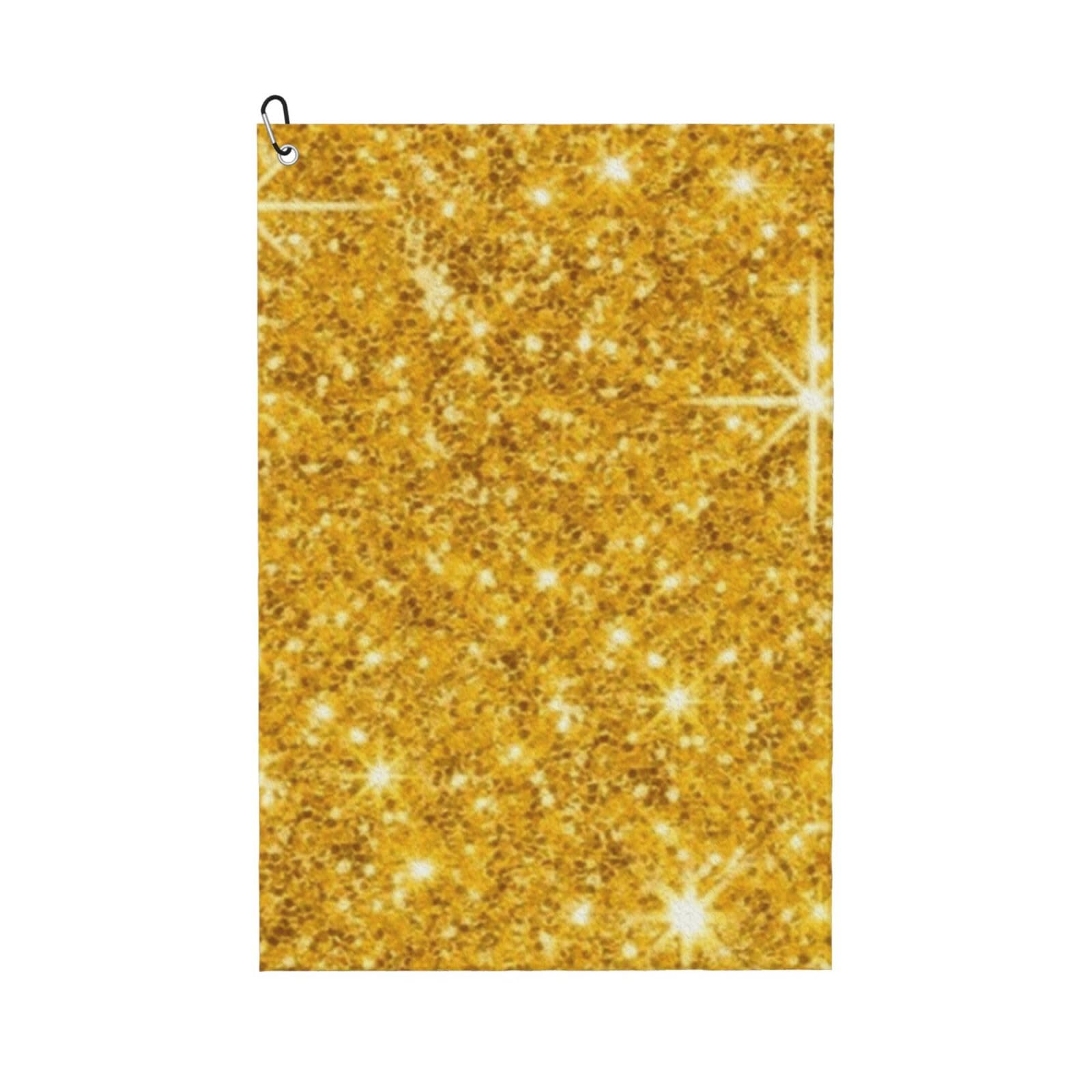 Hnnkloy Gold Glitter, 16x24 in Portable Waffle Golf Towels with Carabiner Clip for Golf Bag