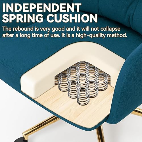 Miniatura 3 de Silla de oficina de terciopelo, cómodas sillas de escritorio de oficina en casa con soporte lumbar, silla de escritorio moderna de terciopelo con