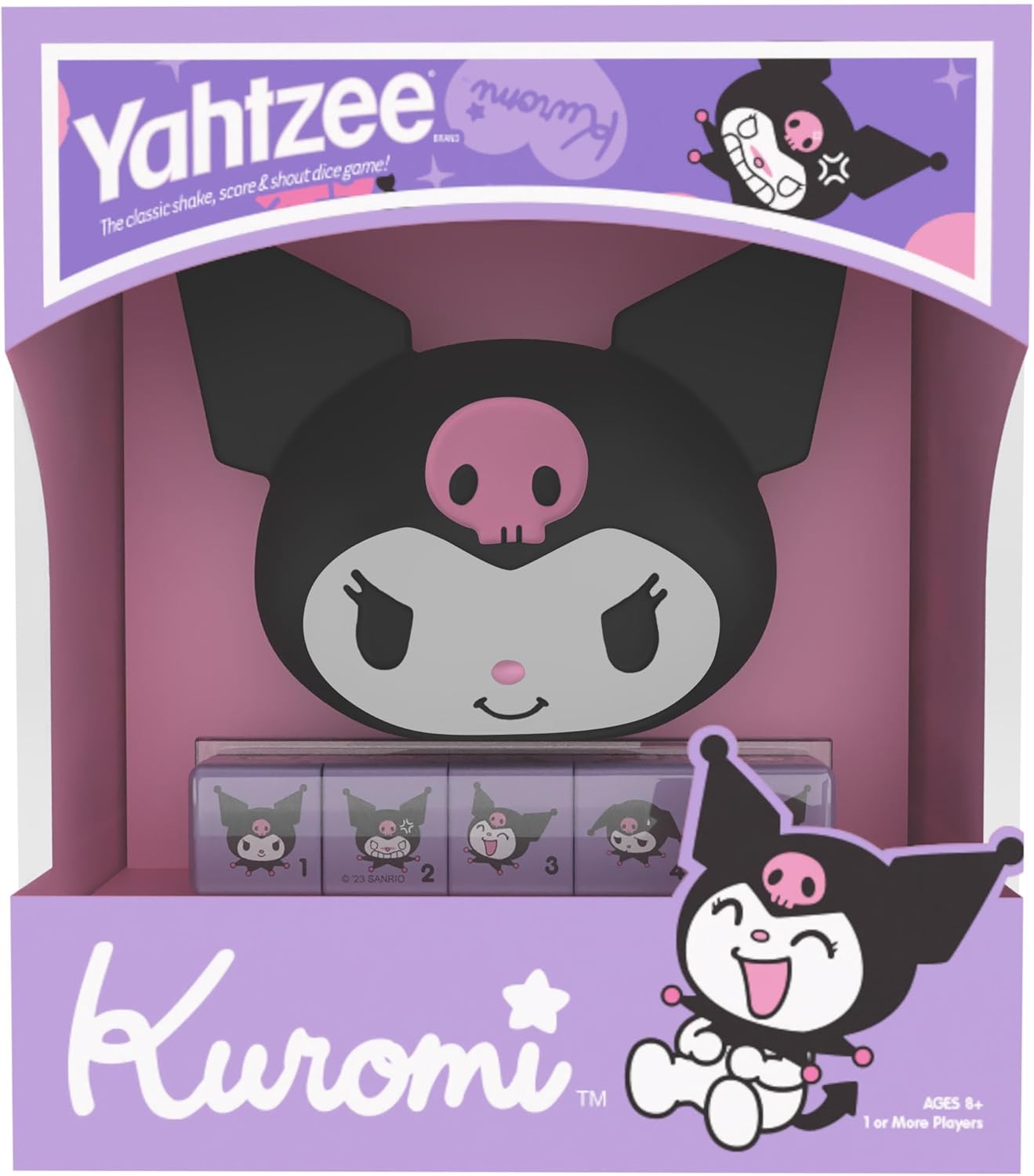 YAHTZEE: Kuromi | Collectible Kuromi Head Dice Cup | Dice Featuring Her Adorable Range of Emotions | Classic Dice Game Based on Hello Kitty & Friends Character | Officially Licensed Game & Merchandise