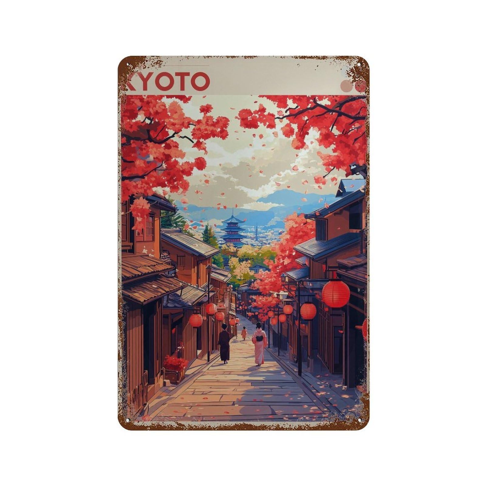 xiaoxiaoshen Kyoto Japan Travel Geisha & Gion Wall Decor Art Metal Tin Poster Modern Home Decor Art Home Bar Shop Decorations Vintage Sign 30x20cm