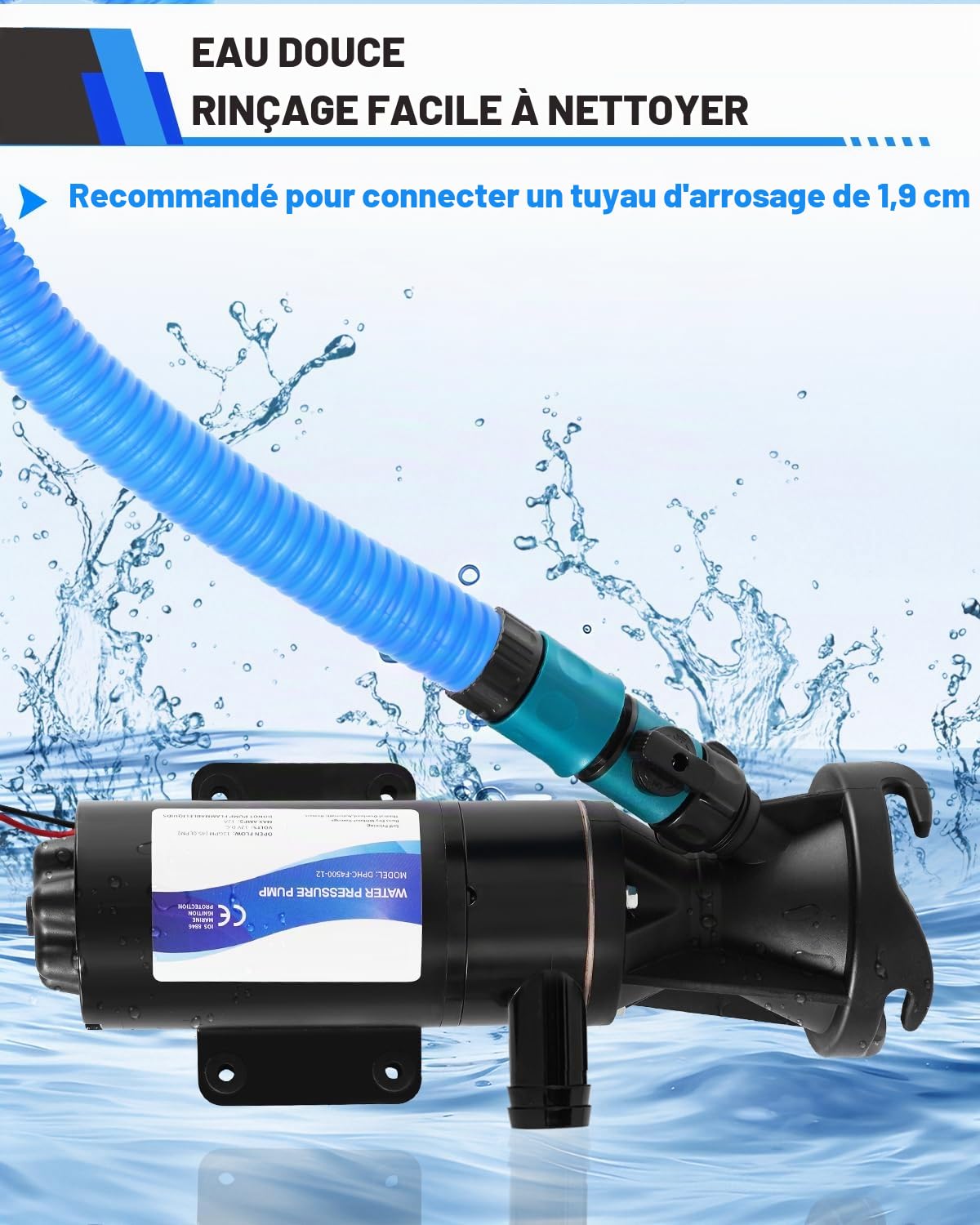 YUCHENGTECH 12V DC Pompe à Déchets 12 GPM pour Camping-car, Caravane, Bate | Pompe à Eaux Usées à Amorçage Automatique CC Aspiration 1m Hauteur de Refoulement 3m Pompe à Eaux Usées Portable