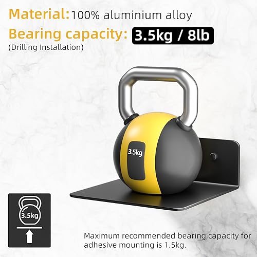 Miniatura 4 de Estantes Flotantes Pequeños para Pared, Estantes de Pared de Metal de 5 Pulgadas - Instalación Adhesiva, Repisas de Exhibición Juego de 2, Perfectos