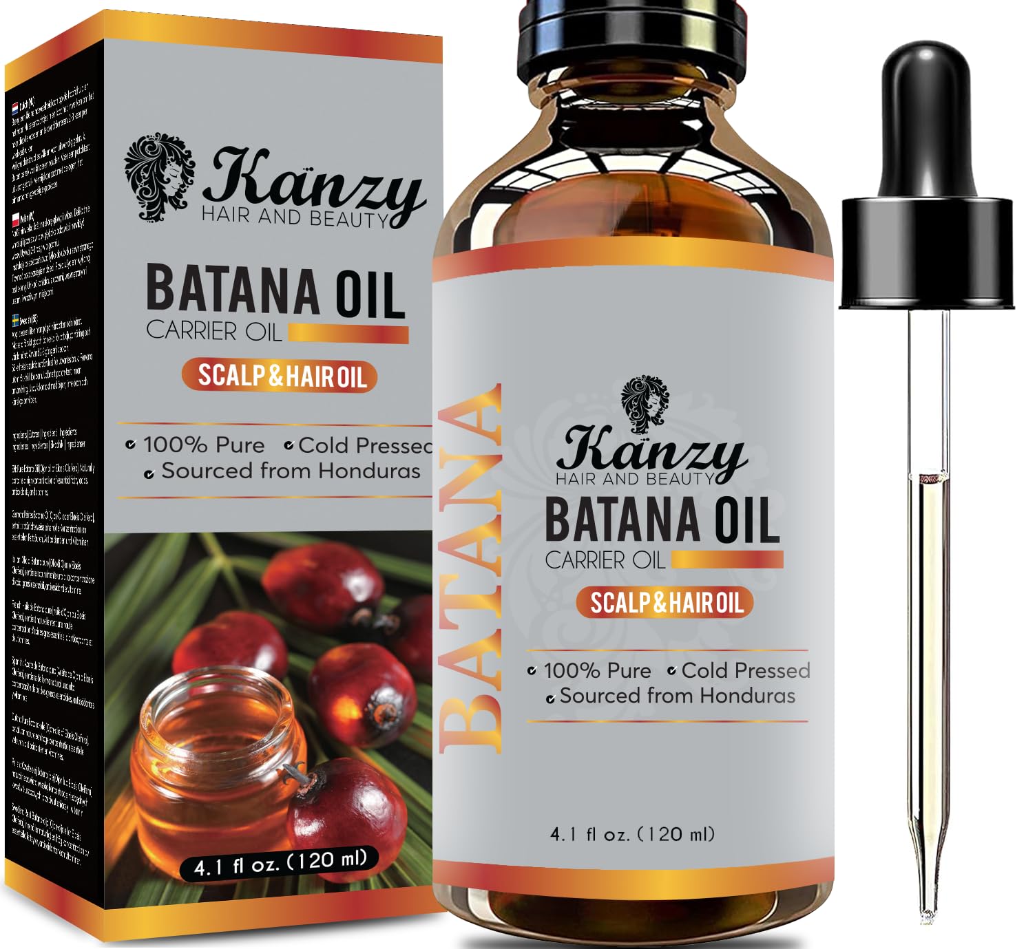 Kanzy Batana Oil 120ml, Pure Natural Hair Oil Deep Moisturizing Oil for Dry, Damaged Hair - Nourishes, Strengthens, and Softens - Suitable for All Hair Types