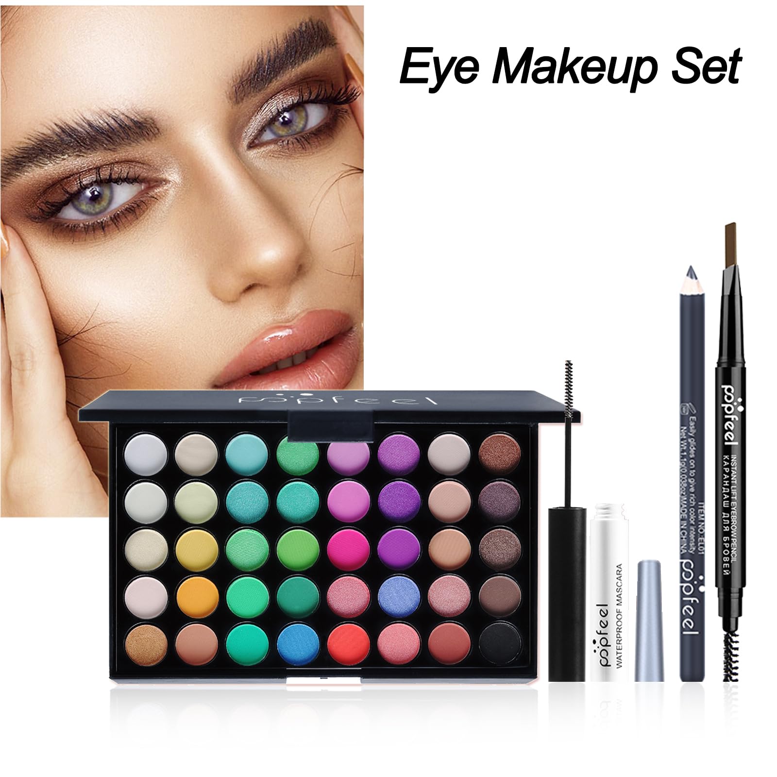 LHLXZQ Eyes Makeup Set, Inclundes 40 Colours Eyeshadow Palette Eyeliner Eyebrow Pencil Mascara and Makeup Brushes - Image 2