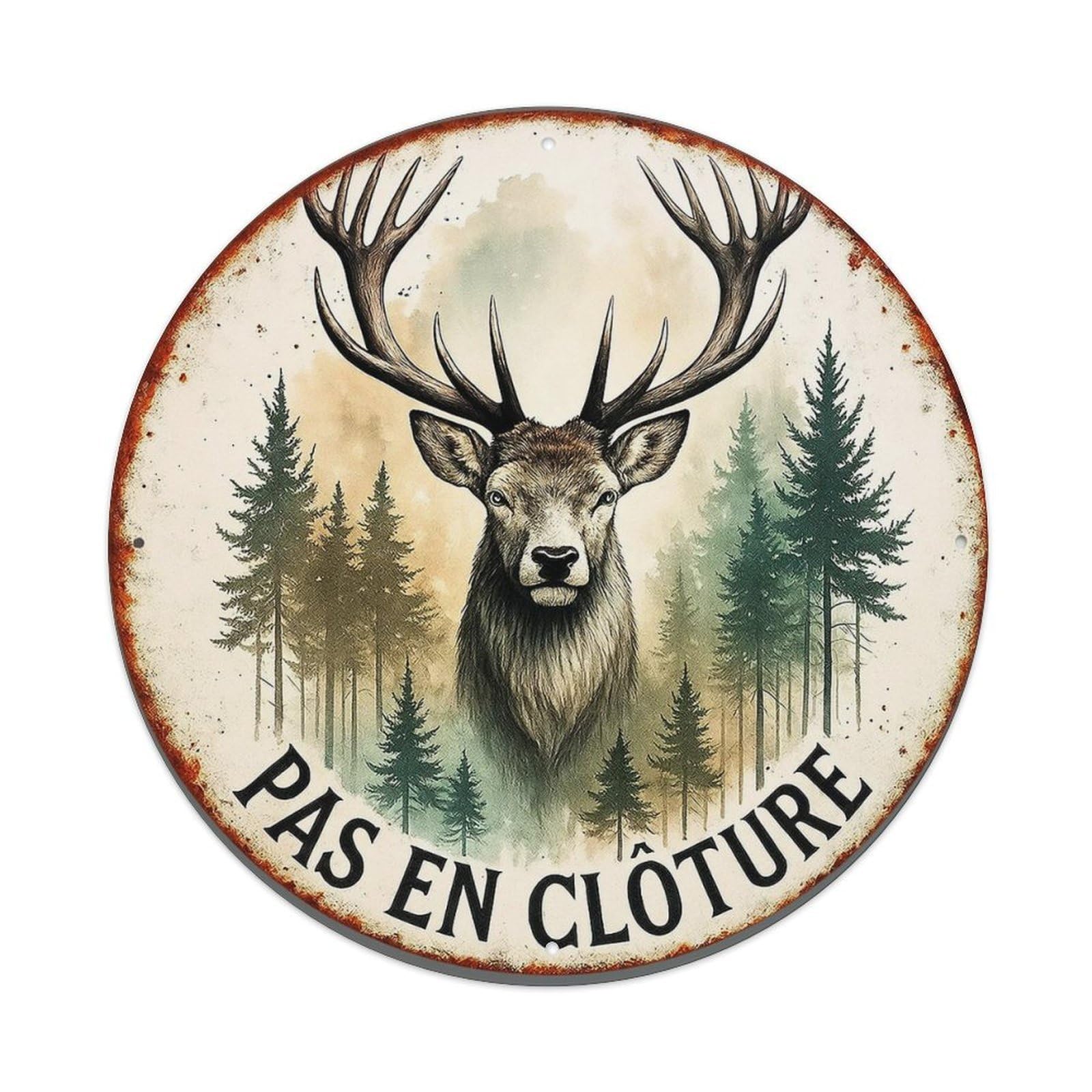 Deer Forest Sign Art Print Vintage Round Tin Sign Retro Metal Wall Decor Metal Poster, Home Bar Garage Cafe Wall Art Decoration 8x8Inches