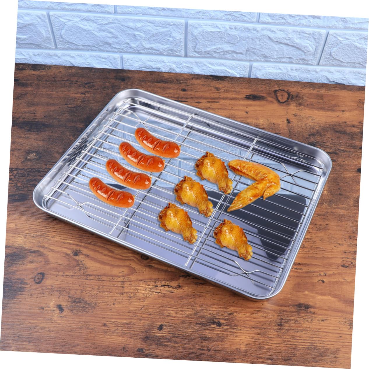 Zerodeko 2 piezas Bandeja para Hornear y Rejilla de Enfriamiento de Acero Inoxidable Bandeja Reforzada sin para Pasteles Galletas y Tartas Resistente y Fácil de Limpiar para Hogar y
