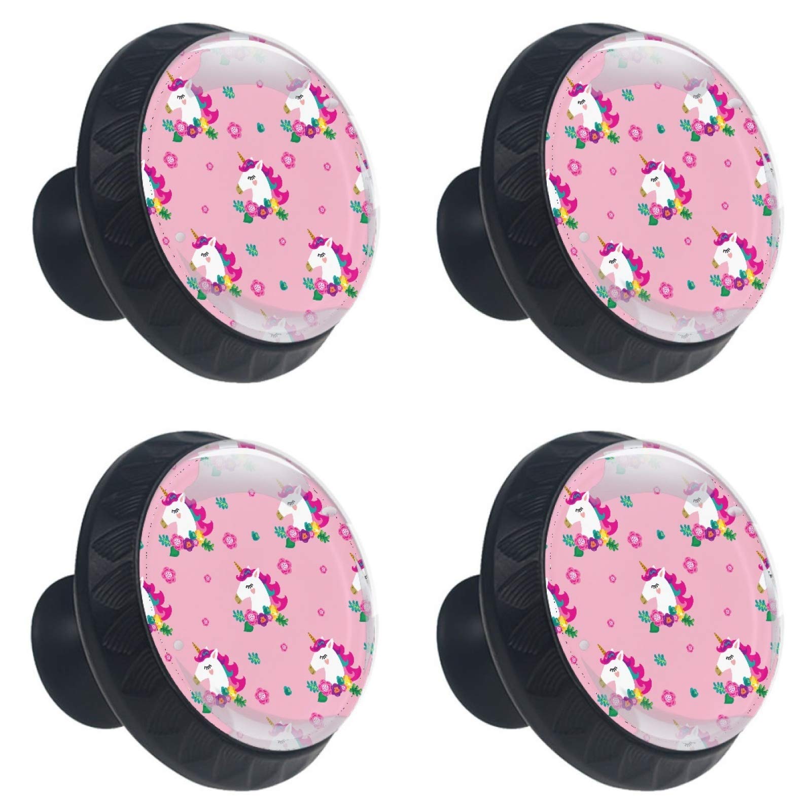 Boutons de meuble licorne en verre rose 30 mm pour réparer et embellir une commode