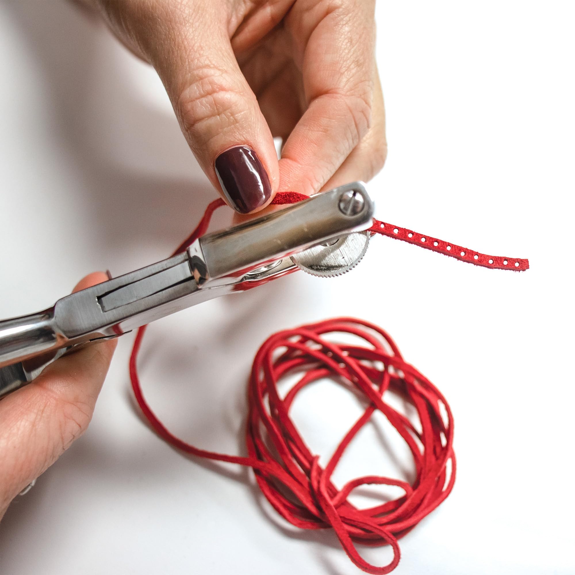 realeather Crafts Skóra zamszowa koronka spool-red