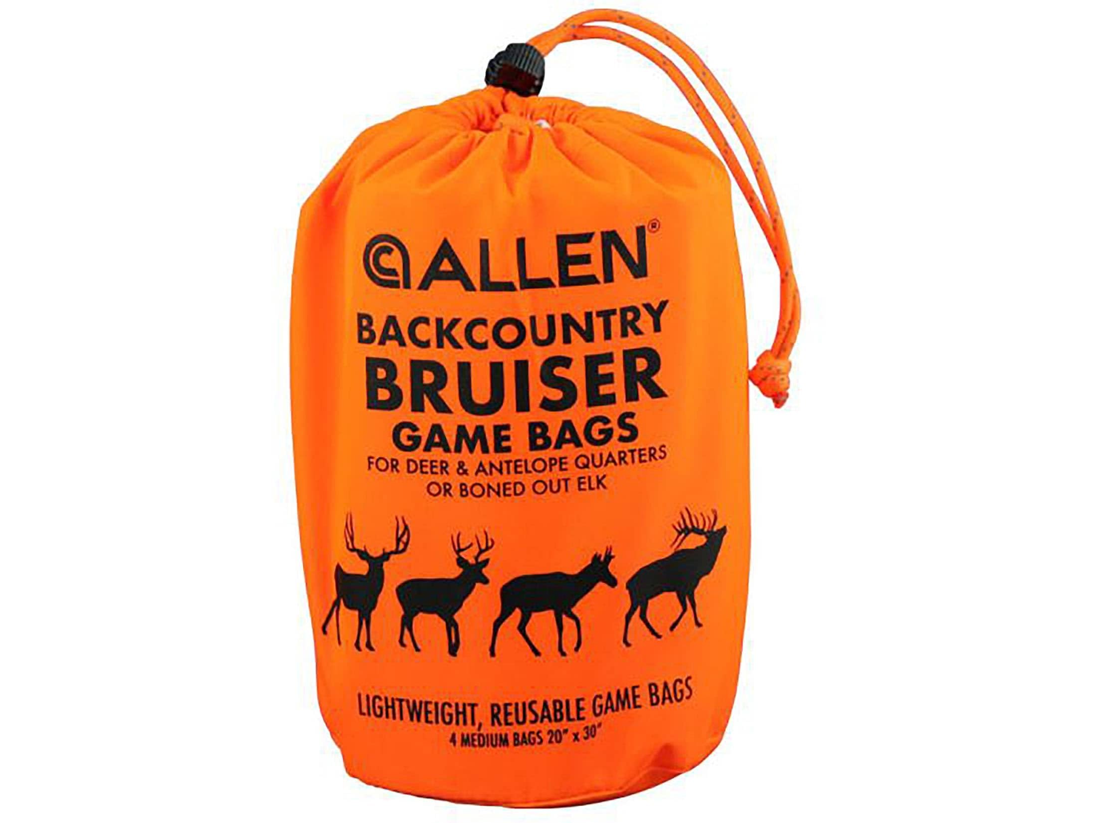 Allen Company Backcountry Quarter Bag - Reusable, Heavy-Duty, Drawstring Hunting Meat Bags - Durable Big Game Bags for Elk, Caribou, Deer - 4-Pack - 20" x 30" - White