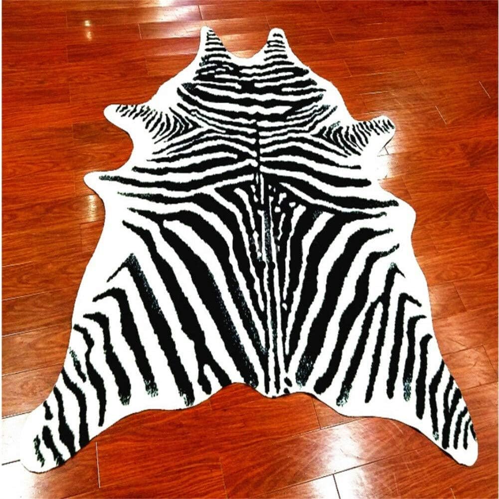 Zebra Print Rug Faux Animal Cowhide Skin Area Rug Leather Carpet Mat Large Size for Home Office Livingroom 7.9'x5.6' - Image 8