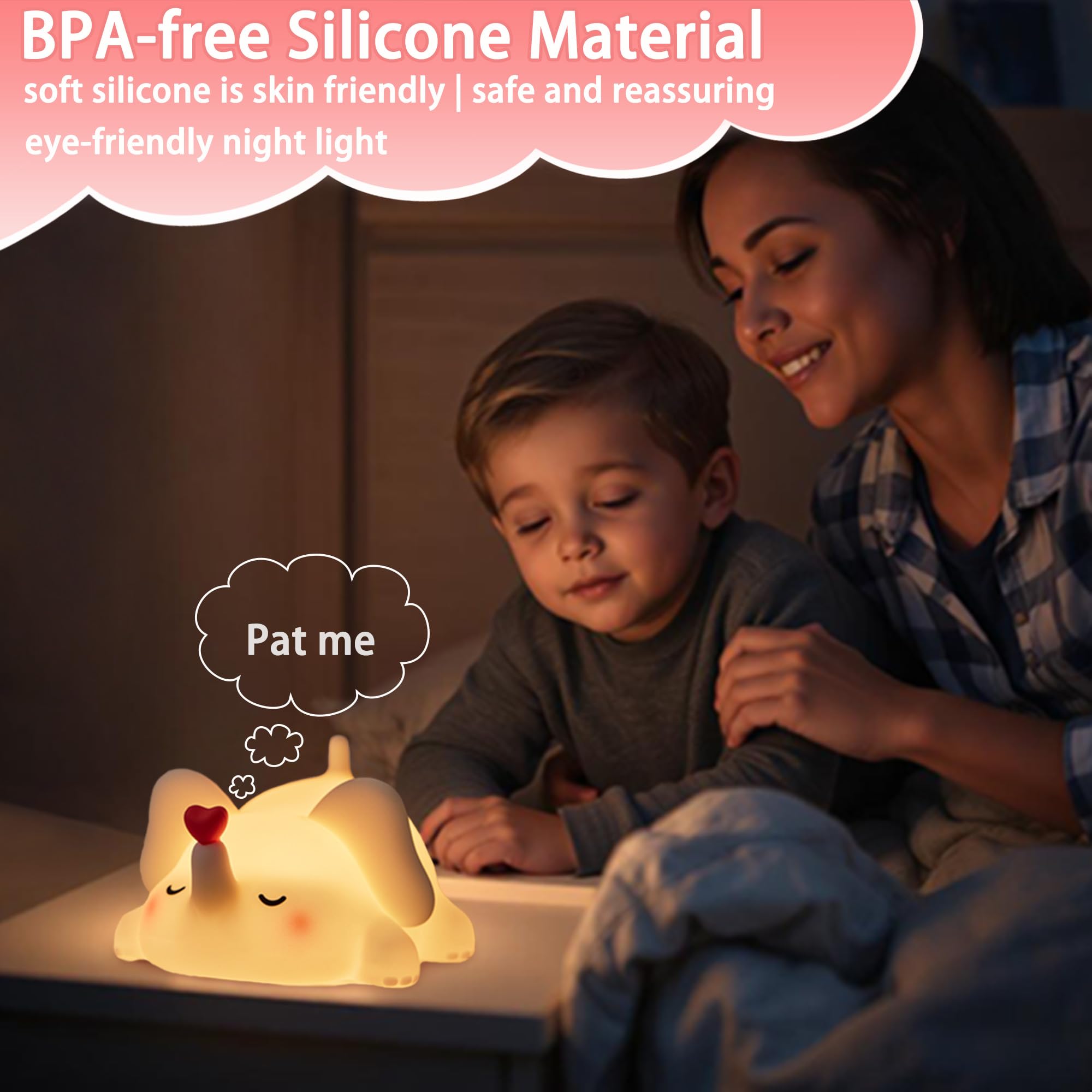Silikon-Elefanten-Nachtlicht für Kinderzimmer, dimmbar, wiederaufladbar, Tier-Nachtlicht, Geschenke für Frauen, Mädchen, Jungen, Raumdekoration, 3 Helligkeitsstufen, Kleinkind, Schlafzimmer