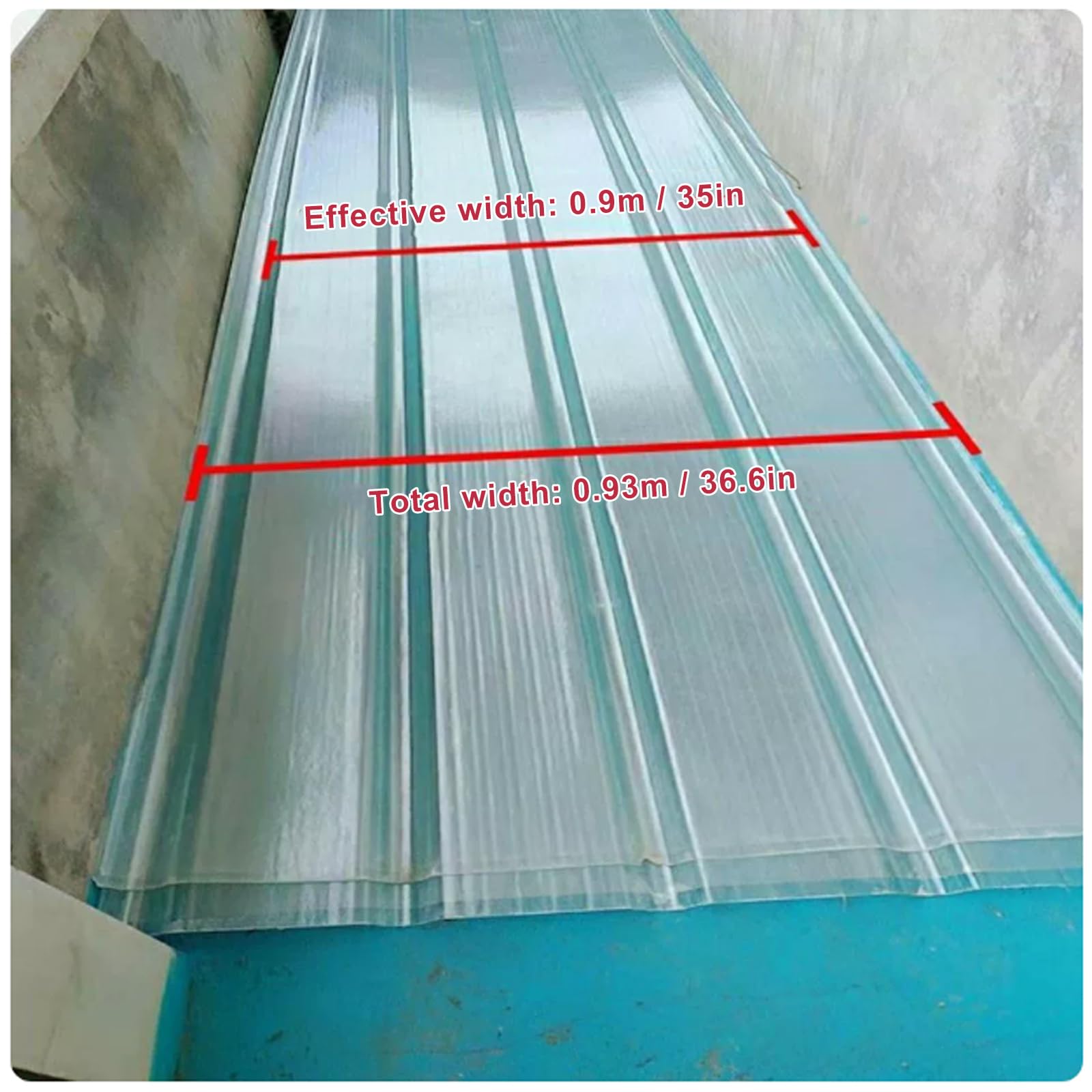 Placa Ondulada,Panel para Tejado Transparente Impermeable,Captadores de Luz (0.9x1.45m,8 Pcs)