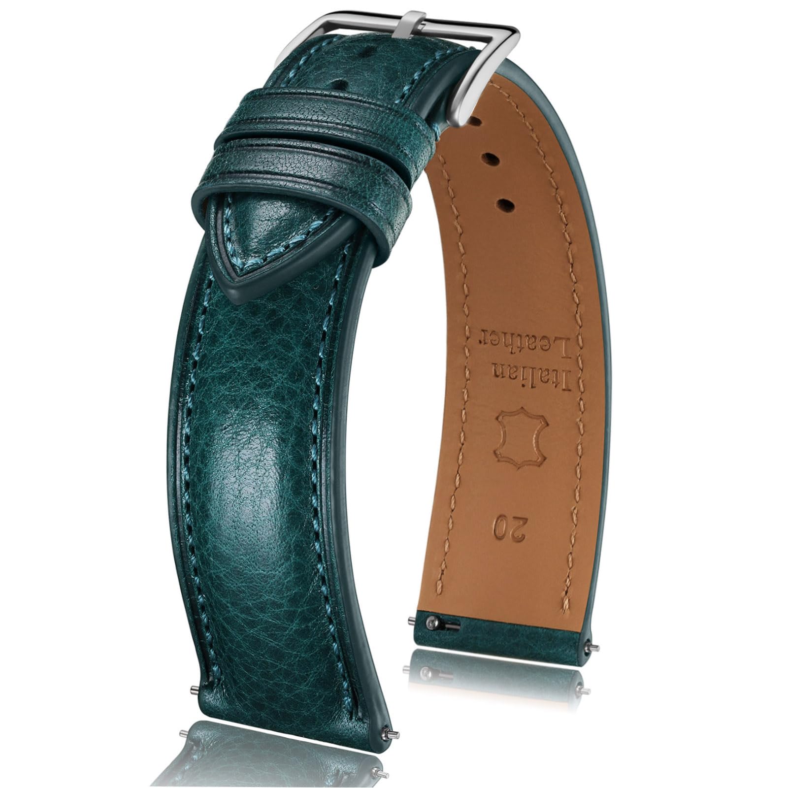 Getalia Italian leather Watch Band Tuscany Natural Vegetable-Tanned Full Grain Genuine Leather,18mm 19mm 20mm 21mm 22mm Quick Release Replacement Watch Straps for Men and Women Thick and Soft