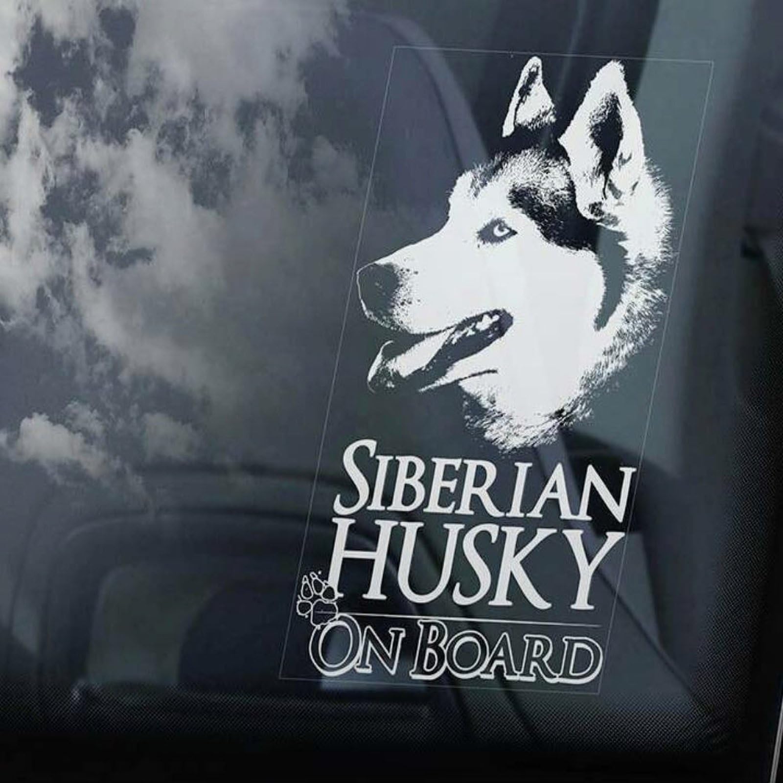 LMMIXEE Siberian Husky on Board Stickers Car Decal Window Decal Huskie Sled Dog Sign Decal Dog Mom Dad Vinyl Die Cut Decals Funny Dog Bumper Stickers Siberian Husky Dog Owner Gift