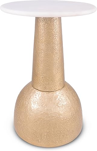 Miniatura 85 de OBJET D'ART ABEL, 21 pulgadas de altura, con acento metálico vintage, laterales, pedestal, coctail y bebidas para sala de estar y espacios pequeños