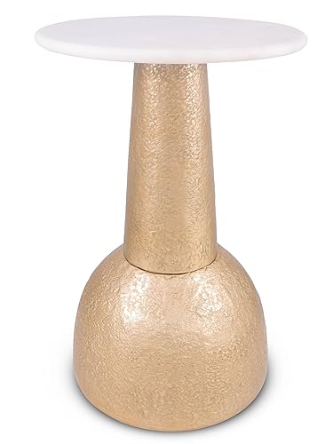 OBJET D'ART Small Round Gold End Table, Cupola, 22'' Height,