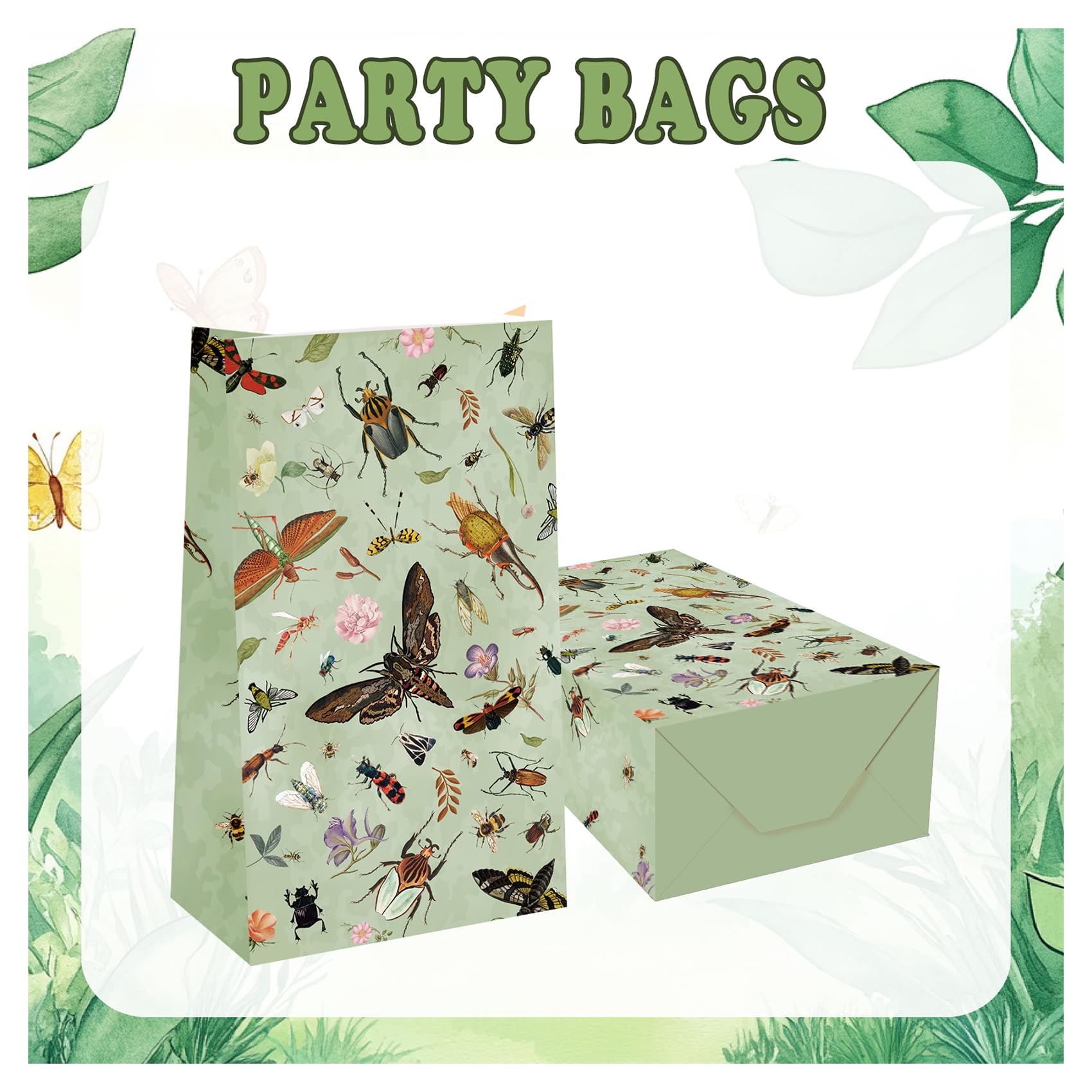 POMNUG 12 Pack Bug Party Bags Insect Gift Bags Candy Bags Goodie Bags Treat Bags for Bug Party Supplies with 12 Stickers - Image 4