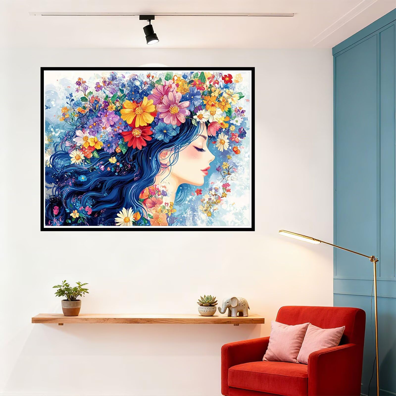 Peinture Numero Adulte Fleur Coloriage par Numero Adulte Femme DIY Paint by Numbers, avec Pinceaux Peinture Loisir Creatif Enfant Numéro D'art Cadeau Femme, Pour Decoration Maison 90x120cm H - 911
