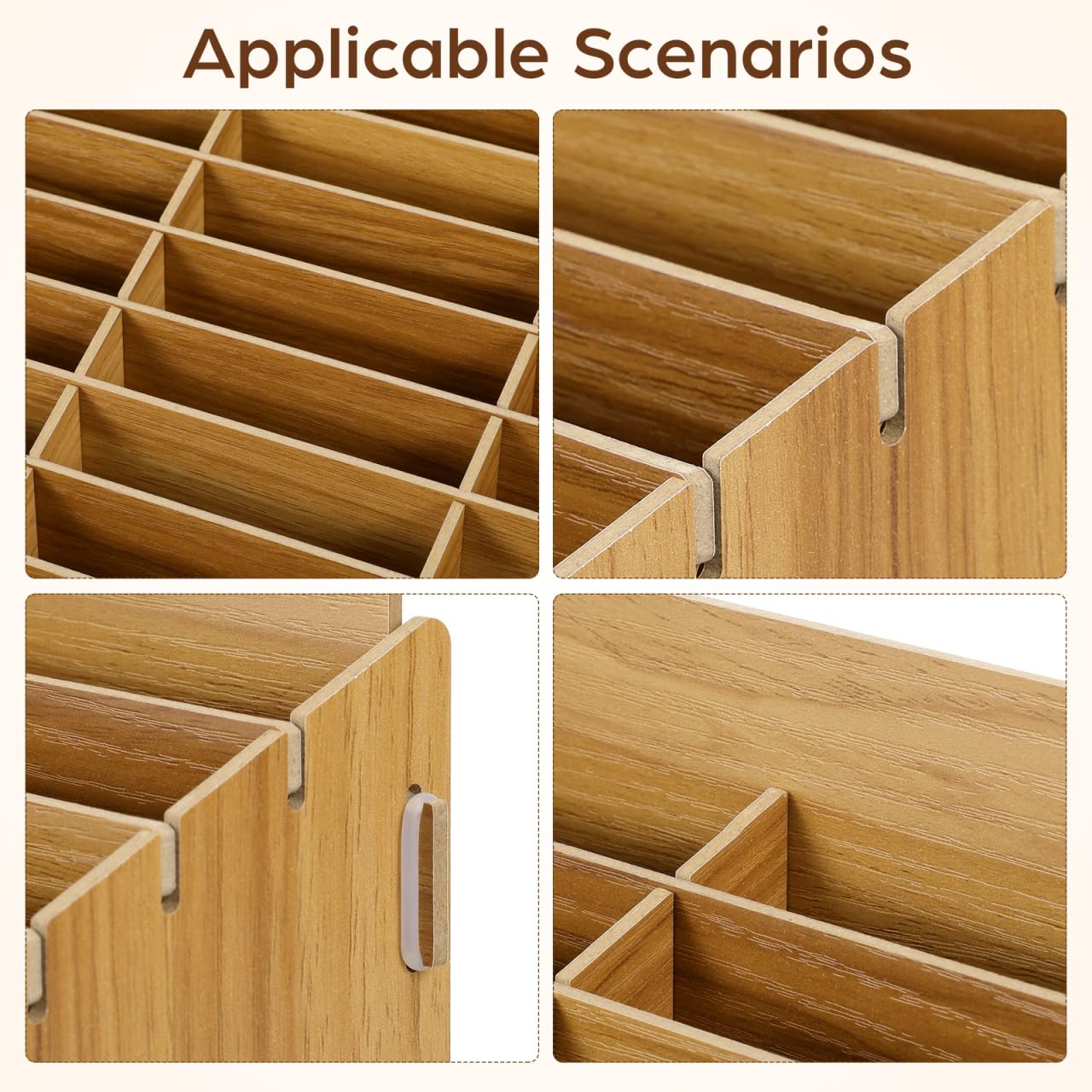 Operitacx Organizzatore Porta Cellulari da 30 Posti Multiplo in Legno, Scatola Porta Telefoni da Tavolo con Scomparti, 32,5 x 23,5 x 18,5 cm, per Aula, Ufficio e Riunioni, Bianco