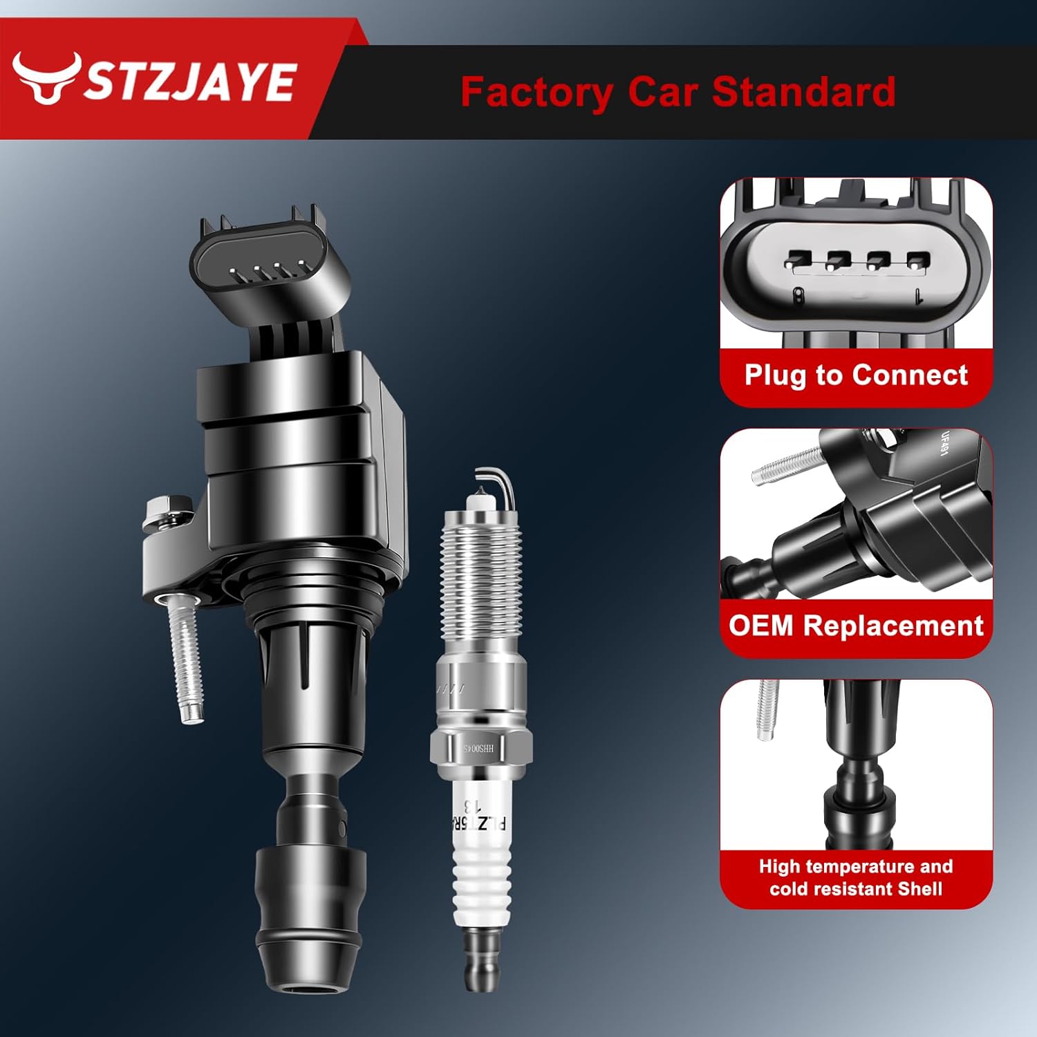 Ignition Coil Pack Set of 4 UF491 and Iridium Spark Plugs Compatible with Buick for Regal 2.4L L4 2011-2017, for Equinox for Impala for Malibu for Terrain for Verano for Lacrosses for Cobalt