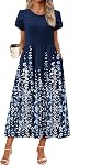 Zeagoo Robe d'été pour femmes 2026 Bohemian Floral manches courtes Une ligne longues robes de plage Maxi