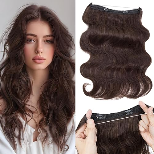 Miniatura 8 de Extensiones de cabello humano real, prokyvity Halo extensiones de cabello 100% humano, extensiones de cabello lacio con alambre, 18P613, rubio