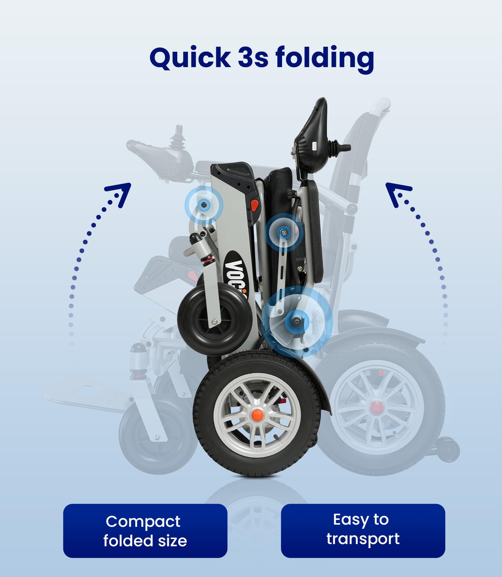VOCIC V62 Silla de ruedas electrica plegable ligera de doble batería -25KG