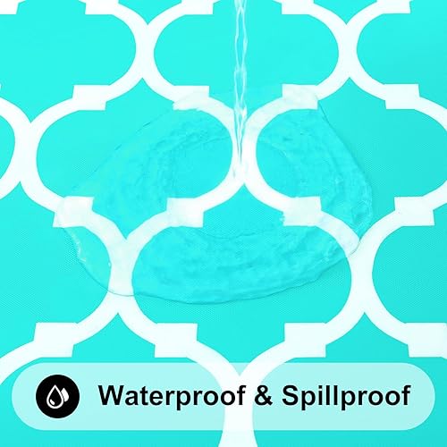 Miniatura 4 de Smiry - Mantel redondo de vinilo ajustable con bordes elásticos y parte trasera de franela, mantel de vinilo navideño impermeable, lavable, para