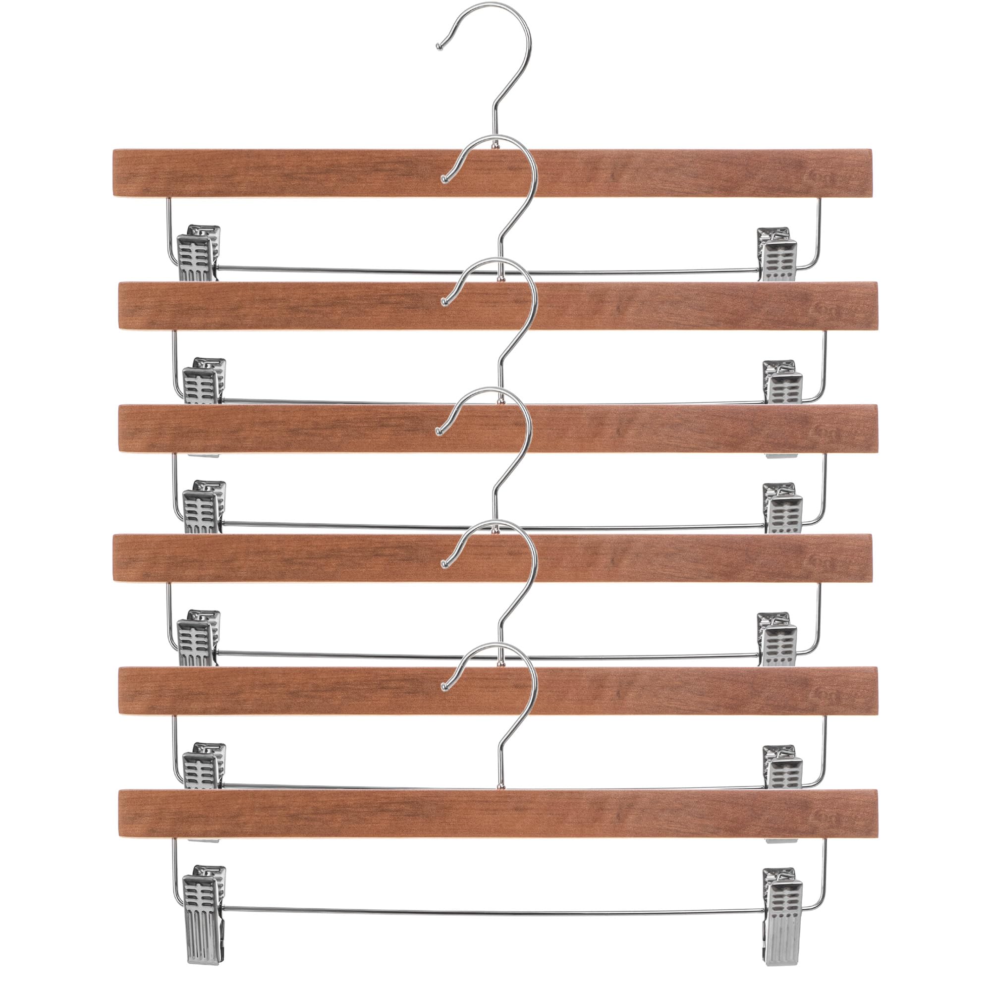 KADAX 6er Set Kleiderbügel aus Holz, Holzbügel mit Klemmen, Rockbügel, Jackenbügel, Hosenbügel, Anzugbügel, Holzkleiderbügel, Hosenkleiderbügel (Modell 1)