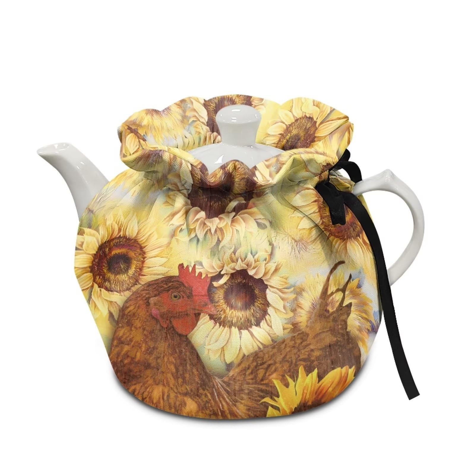 NETILGEN Tea Cosy Creative Tea Pot Cozies Tea Cover Insulation Keep Tea Warm Teapot Warmer Novelty Gift for Mom Housewife Friend Family, Sunflower Rooster