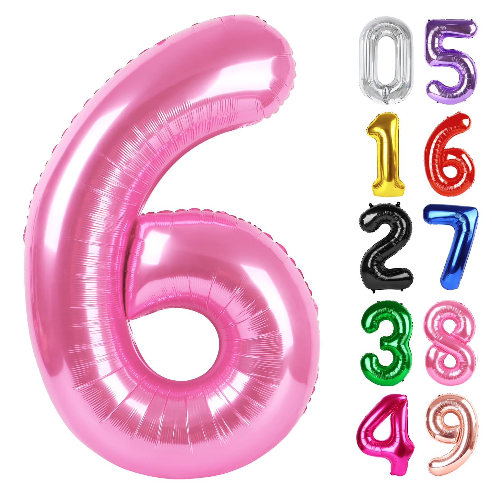 Pink Number 6 Balloon 40 Inch, 6th Birthday Party Decorations Men Women