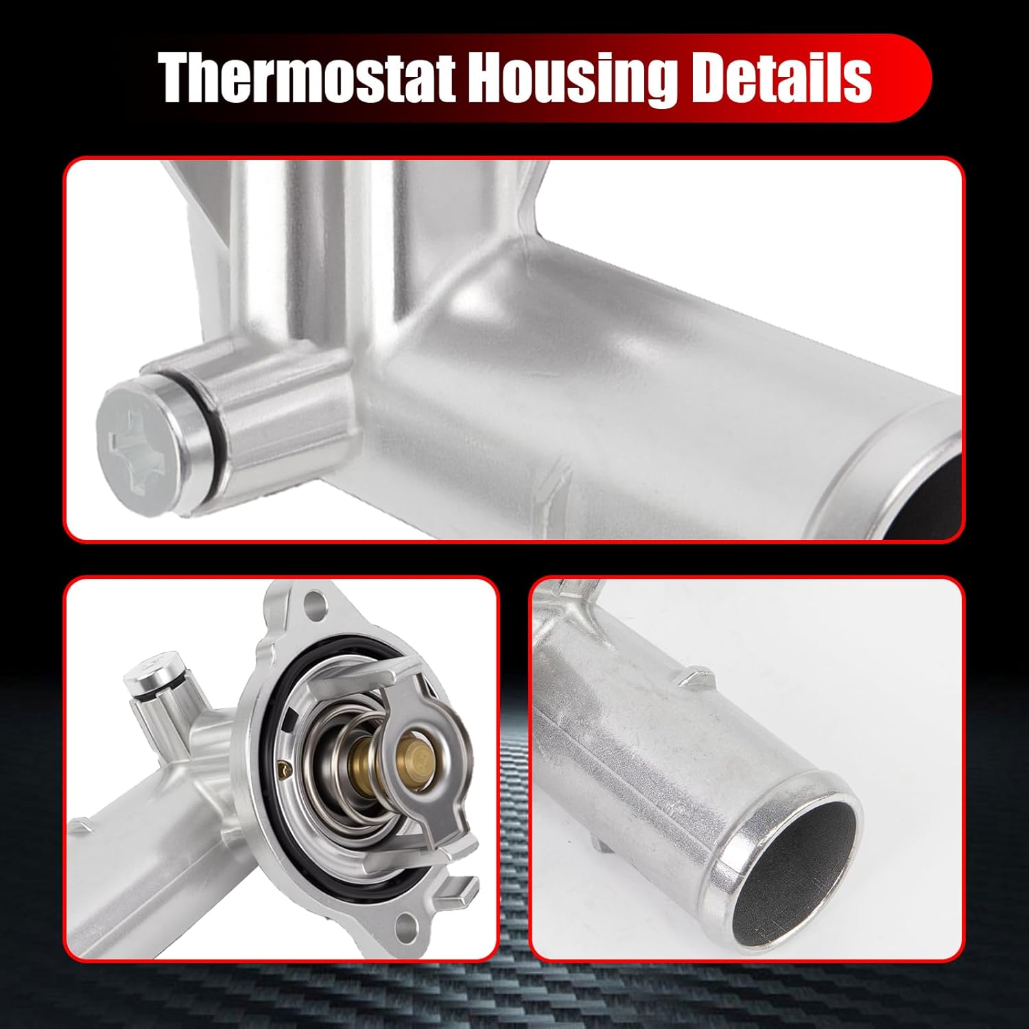 Aluminium Thermostat Housing Assembly Compatible with Jeep Wrangler JK 2012-2018, 3.6L, 180F