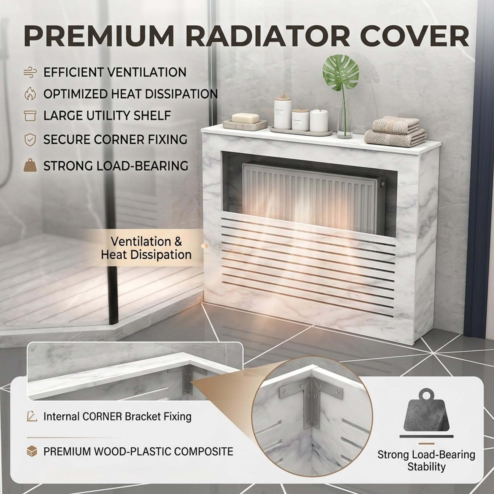 Fundas de calefacción transpirables con plataforma de almacenamiento, estante moderno para armario de radiador de dormitorio, fundas de radiador de vapor para sala de estar, cubiertas de radiador de