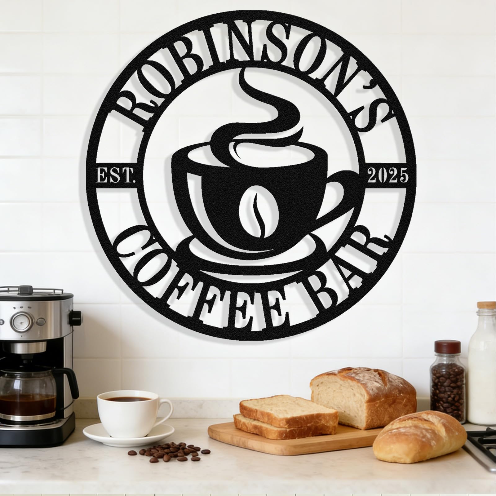 Personalized Coffee Bar Metal Sign, Custom Coffee Signs, Custom Coffee Name Signs for Cafe Station, Coffee Wall Art Decor for Kitchen, Cafe Shop Decor, Cafe Lover Gift